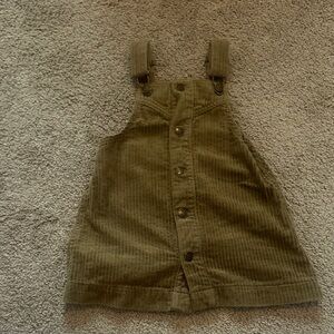 Kids Olive Corduroy Overalls
